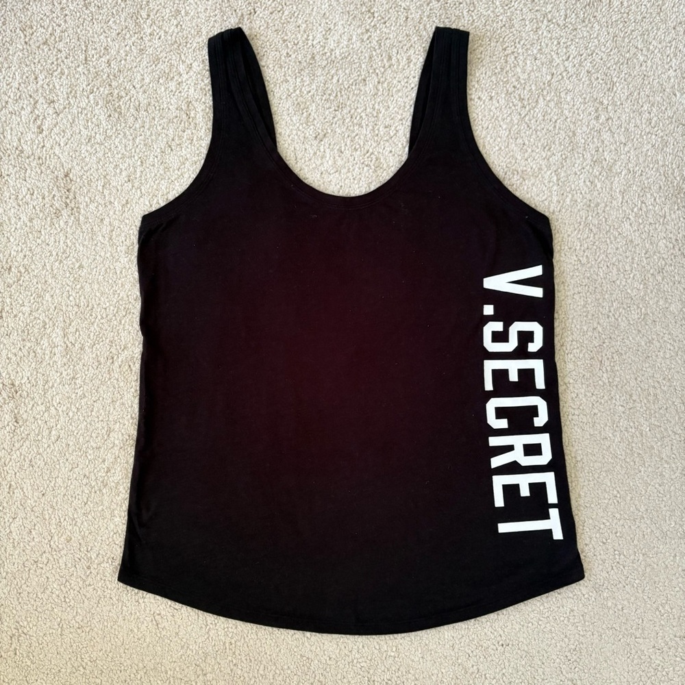Victoria's Secret Black Tank Top with White Logo